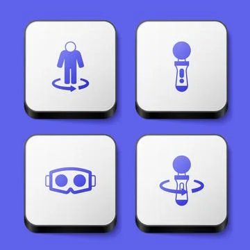 Set 3d modeling, VR controller game, Virtual reality glasses and icon. White Stock Illustration