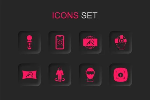 Set 3d modeling, VR controller game, Virtual reality glasses, Wide angle pi.. Stock Illustration