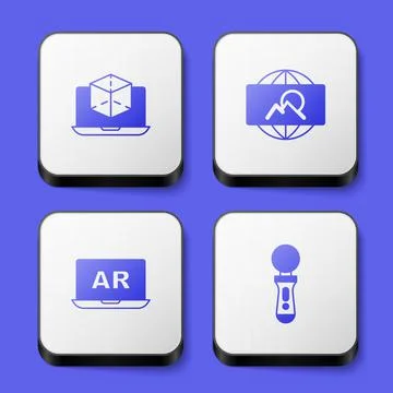 Set 3d modeling, Wide angle picture, Augmented reality AR and VR controller game Stock Illustration