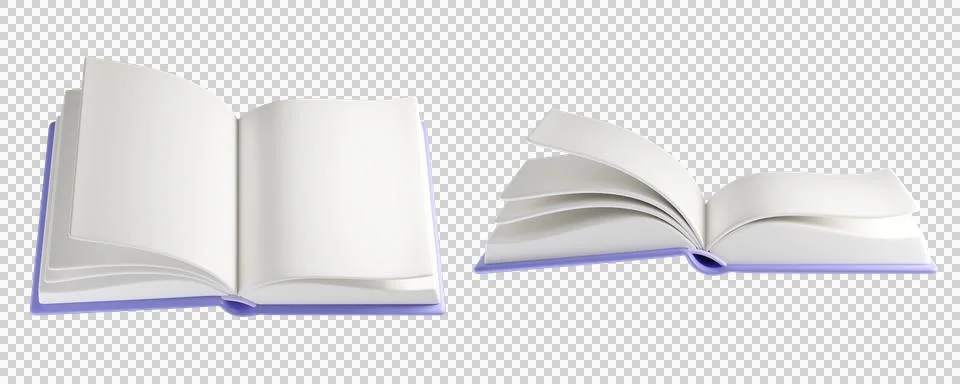 Set of 3d Open book icon with empty white pages Stock Illustration