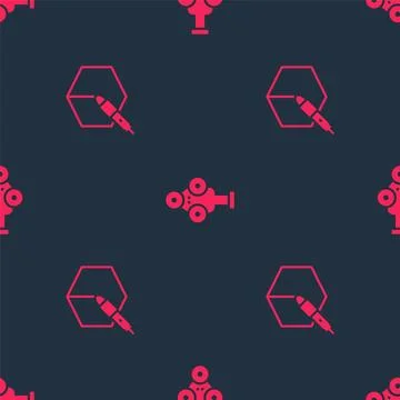 Set 3d pen tool and 3D scanner on seamless pattern. Vector Illustrazione stock