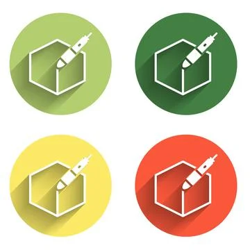 Set 3d pen tool icon isolated with long shadow background. Color circle but.. Stock Illustration