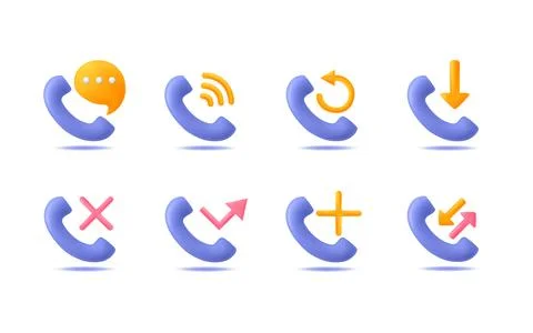 Set of 3d phone icon vector illustration. Modern and trendy phone call Illustrazione stock
