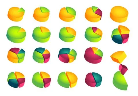 Set of 3D pie diagrams Stock Illustration