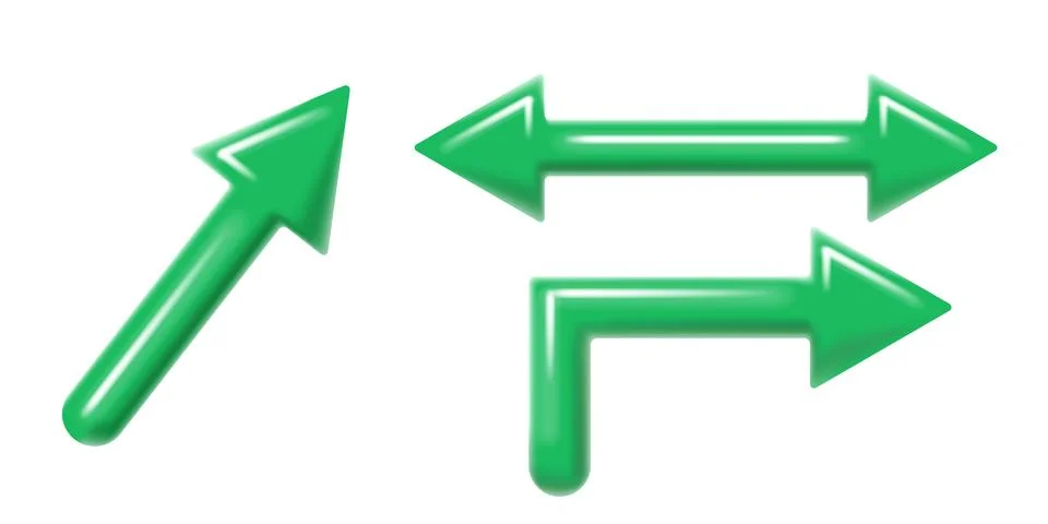 Set of 3D plastic isolated figures. Arrow set. Geometric shapes in bright Stock Illustration