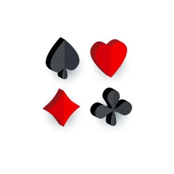 Set of 3D playing card suit signs Stock Illustration