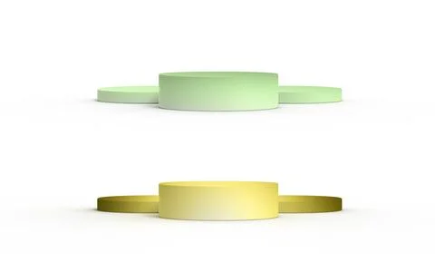 Set of 3D podiums for products presentation isolated on a white background. Illustrazione stock