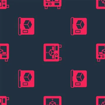Set 3D printer and on seamless pattern. Vector Illustrazione stock