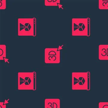 Set 3D printer and  on seamless pattern. Vector Stock Illustration