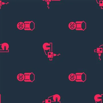 Set 3D printer and on seamless pattern. Vector Stock Illustration