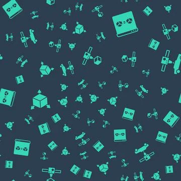 Set 3D printer cube, perfect copy, Isometric and car on seamless pattern. Vector Stock Illustration