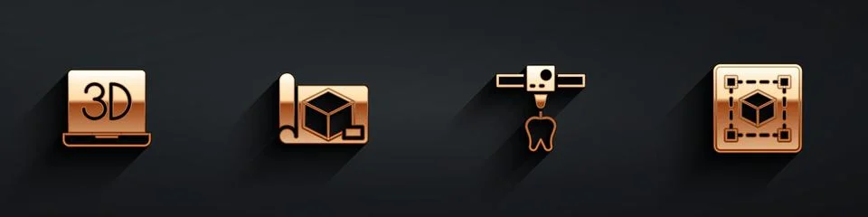 Set 3D printer, Graphing paper for engineering, tooth and Geometric figure Cube イラスト素材