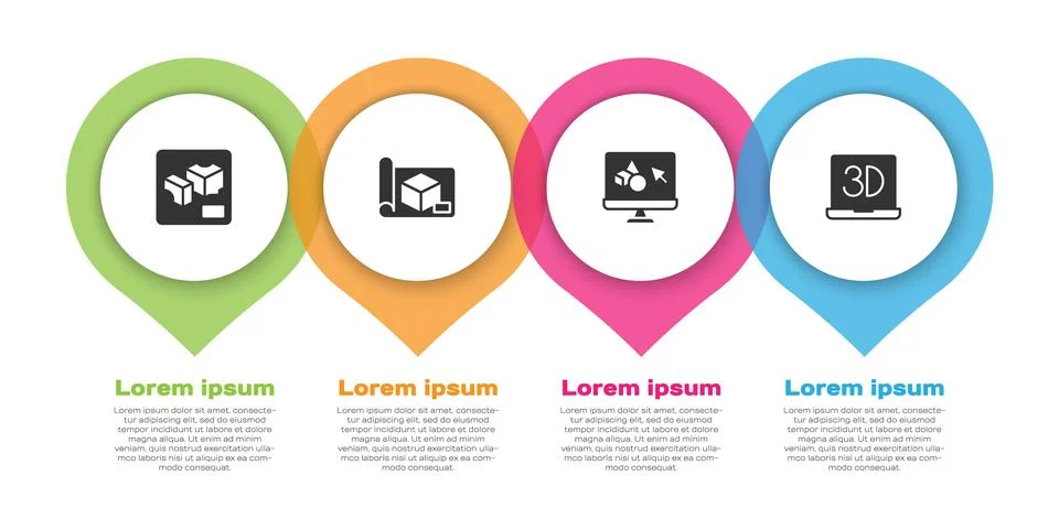 Set 3D printer, Graphing paper for engineering, software and . Business inf.. 스톡 일러스트
