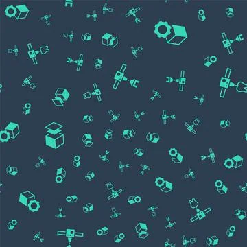 Set 3D printer house, Isometric cube, Layers and tooth on seamless pattern. V Illustrazione stock
