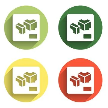 Set 3D printer icon isolated with long shadow background. 3d printing. Colo.. Stock Illustration