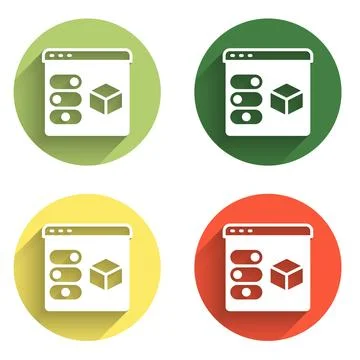 Set 3D printer icon isolated with long shadow background. 3d printing. Colo.. Stock Illustration