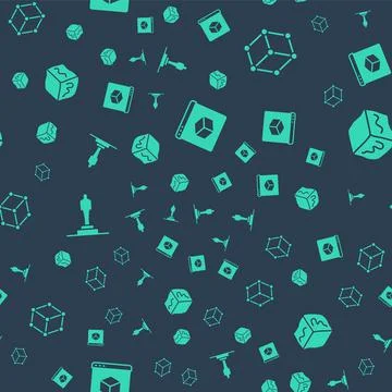 Set 3D printer, Isometric cube, model and on seamless pattern. Vector Illustrazione stock