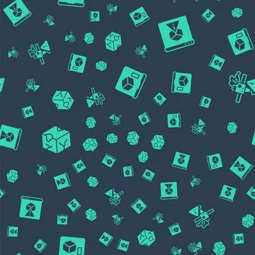Set 3D printer, , Isometric cube and warning on seamless pattern. Vector 스톡 일러스트