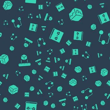 Set 3D printer perfect copy, Isometric cube, and on seamless pattern. Vector Illustrazione stock