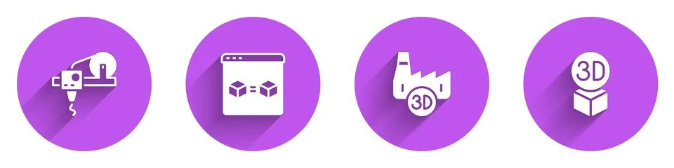 Set 3D printer, perfect copy, Printing house industry and Isometric cube icon 스톡 일러스트