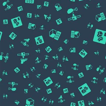 Set 3D printer services, chicken leg, gun and on seamless pattern. Vector Stock Illustration