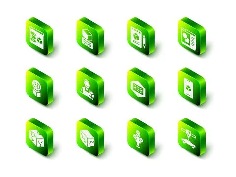 Set 3D printer services, Sketch on paper, software, car, RGB and CMYK color m Ilustração Stock