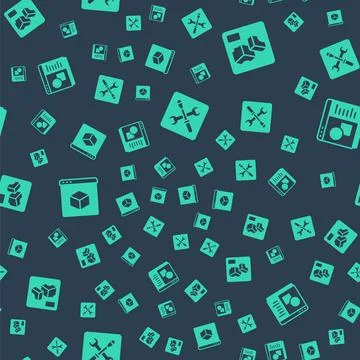 Set 3D printer setting, ,  and software on seamless pattern. Vector Stock Illustration