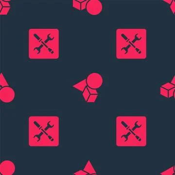 Set 3D printer setting and Basic geometric shapes on seamless pattern. Vector Stock Illustration