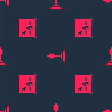 Set 3D printer setting and model on seamless pattern. Vector Illustrazione stock