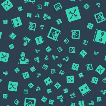 Set 3D printer, setting, Graphic designer and perfect copy on seamless pattern Stock Illustration