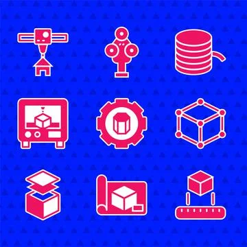 Set 3D printer setting, Graphing paper for engineering, Isometric cube, Layers Stock Illustration