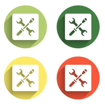Set 3D printer setting icon isolated with long shadow background. 3d printi.. イラスト素材