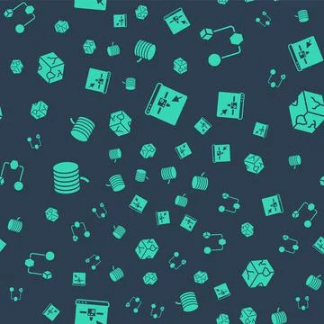 Set 3D printer setting, Isometric cube, Filament for and on seamless pattern Stockillustratie