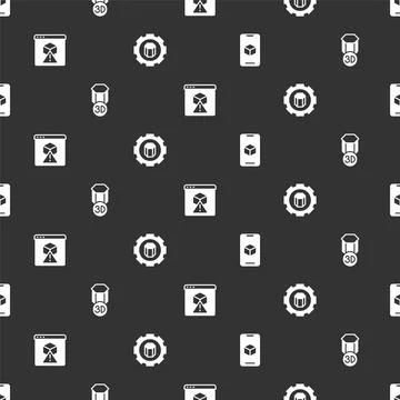 Set 3D printer software, , and setting on seamless pattern. Vector Stock Illustration