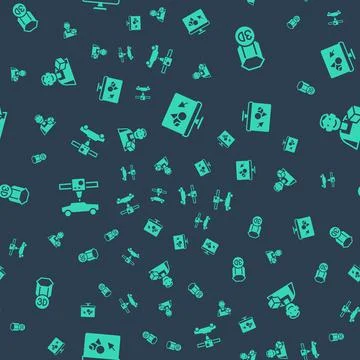 Set 3D printer software, , car and Graphic designer on seamless pattern. Vector Illustrazione stock