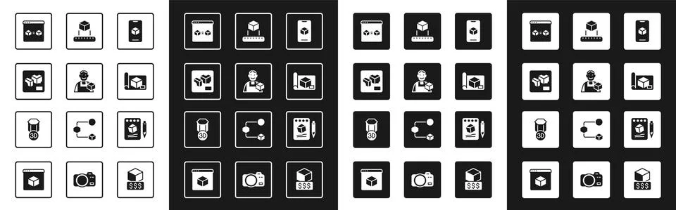 Set 3D printer software, Graphic designer, perfect copy, Graphing paper for Ilustração Stock