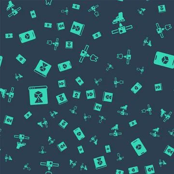 Set 3D printer tooth, gun, and software on seamless pattern. Vector Stock Illustration