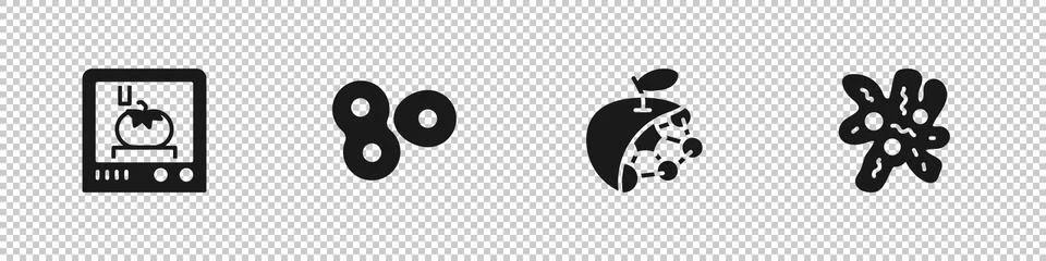 Set 3D printing technology, Cell division, Biological structure and icon. Vector Stock Illustration