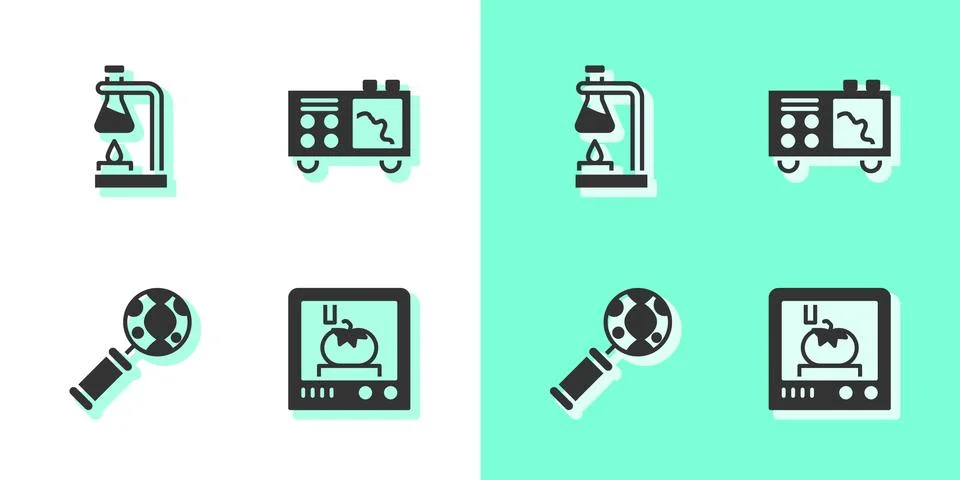 Set 3D printing technology, Test tube flask on fire, DNA research, search and Stock Illustration