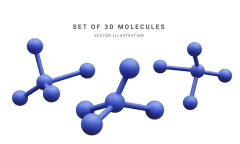 Set of 3d realistic abstract molecules isolated on white background. Medicine Stock-Illustration
