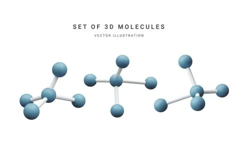 Set of 3d realistic abstract molecules isolated on white background. Medicine イラスト素材