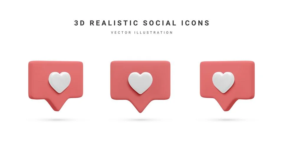 Set of 3d realistic bubbles with heart isolated on white background. Vector i Stock-Illustration