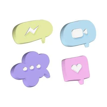 Set of 3d realistic bubbles with social media and digital marketing notification Stock-Illustration
