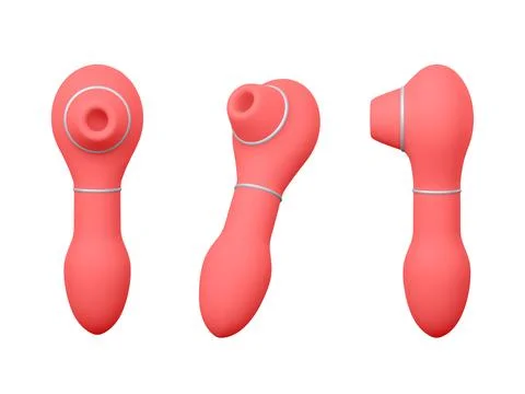 Set of 3d realistic clitoral stimulator isolated on white background. Sex sho Stock-Illustration