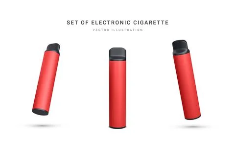 Set of 3d realistic disposable electronic cigarette isolated on white backgro Stock-Illustration