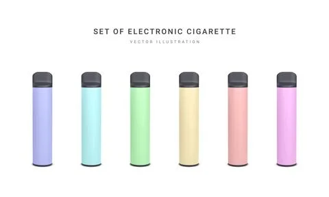 Set of 3d realistic disposable electronic cigarette isolated on white backgro Stock-Illustration