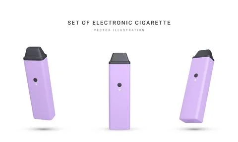 Set of 3d realistic disposable electronic cigarette isolated on white backgro イラスト素材