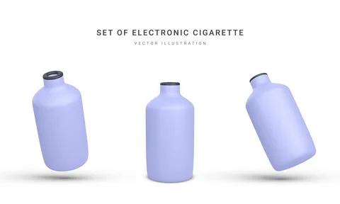 Set of 3d realistic disposable electronic cigarette isolated on white backgro Stock Illustration