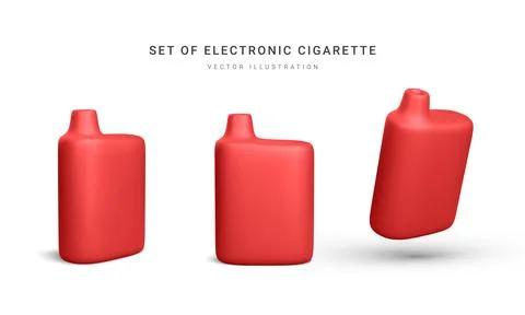 Set of 3d realistic disposable electronic cigarette isolated on white backgro Stock Illustration