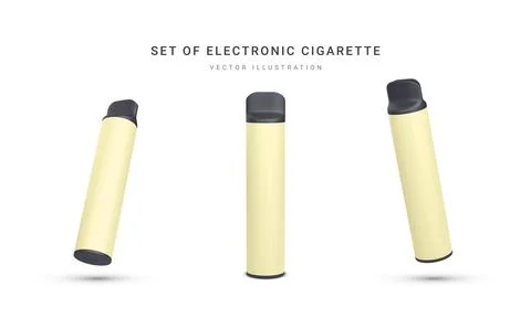 Set of 3d realistic disposable electronic cigarette isolated on white backgro Stock-Illustration